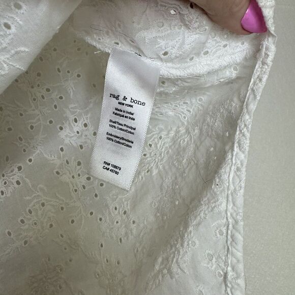Rag & Bone April Eyelet Embroidered Button Down Sleeveless Top M - Picture 5 of 6